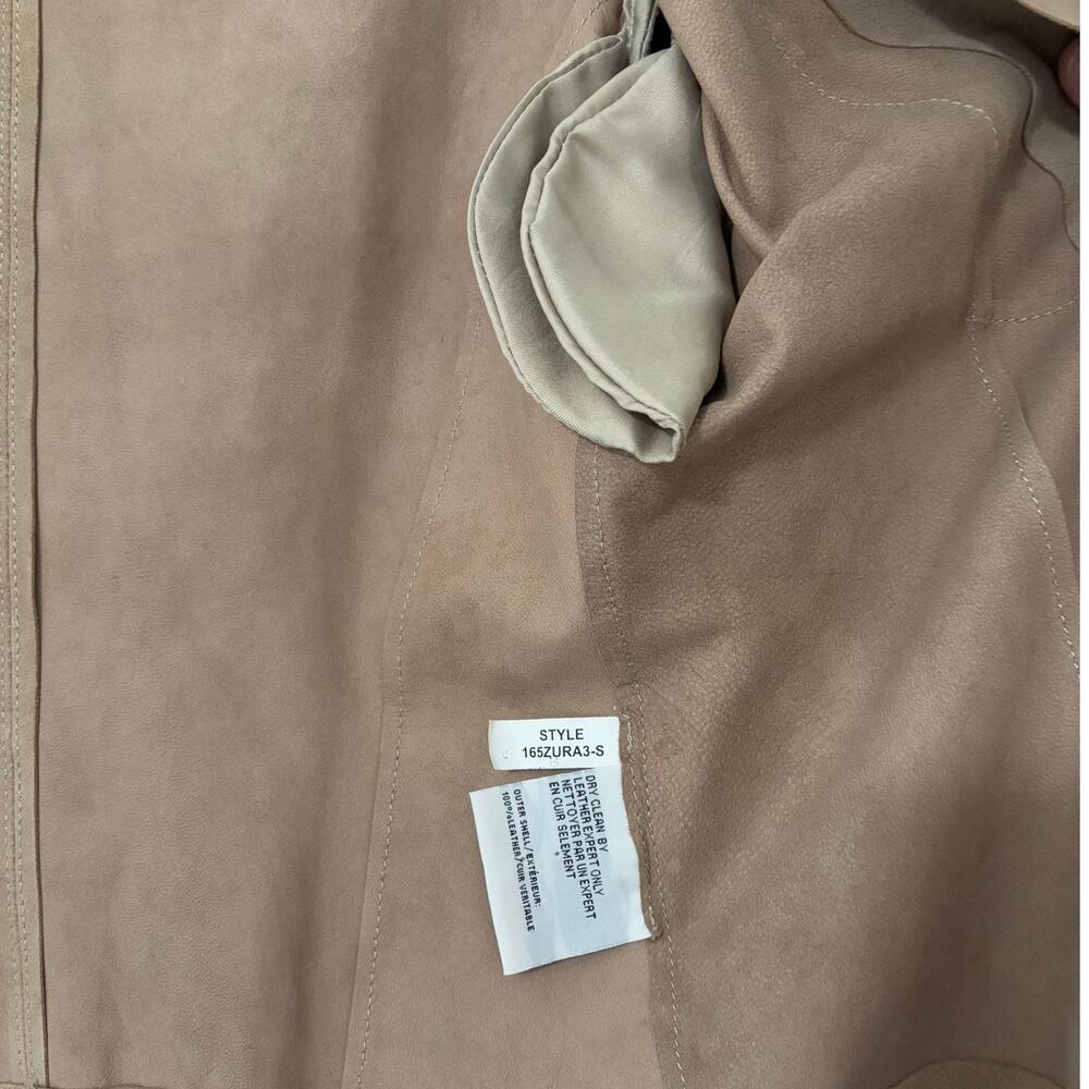 Lamarque Size 2 Fringe Arm Short Waist Drape Collar Leather Evening Coat - Picture 4 of 6